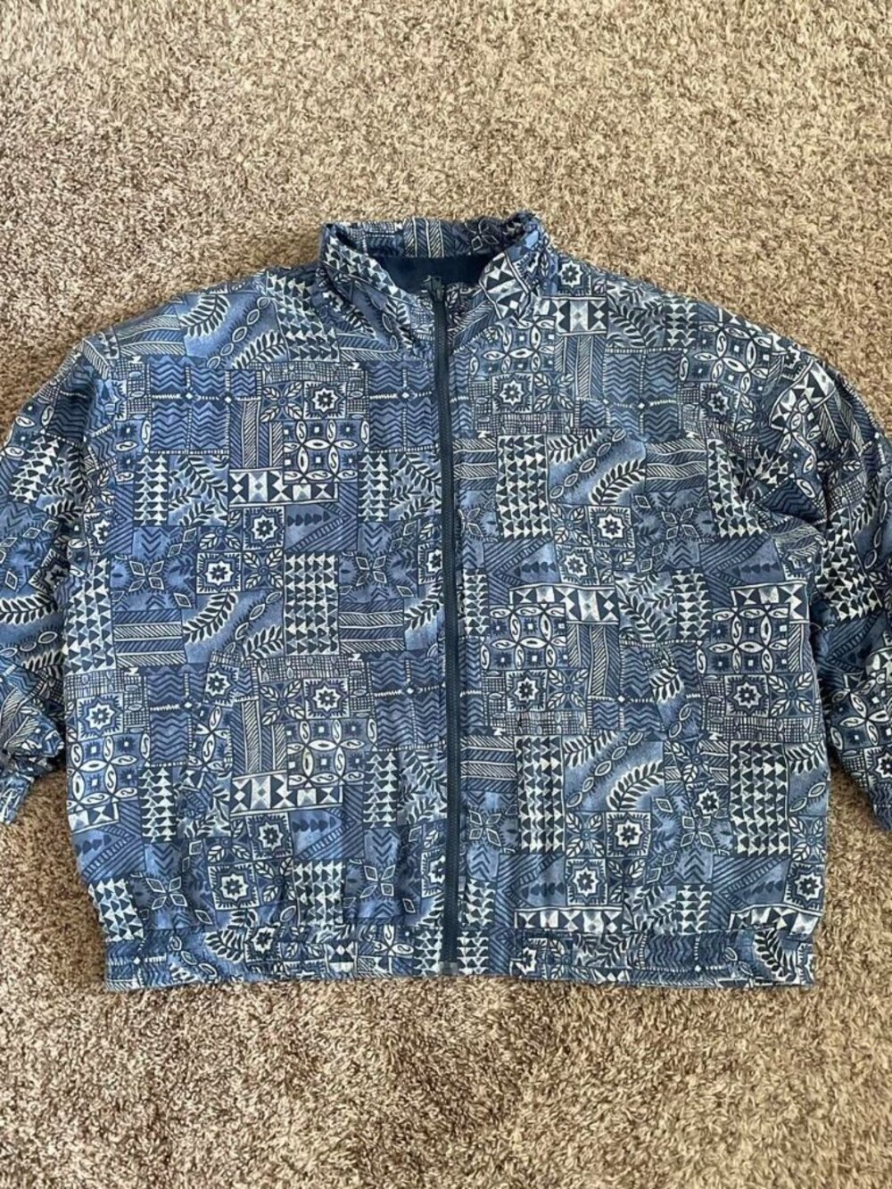 Vintage Bogari Silk Jacket 90s Abstract Geometric Patchwork Retro